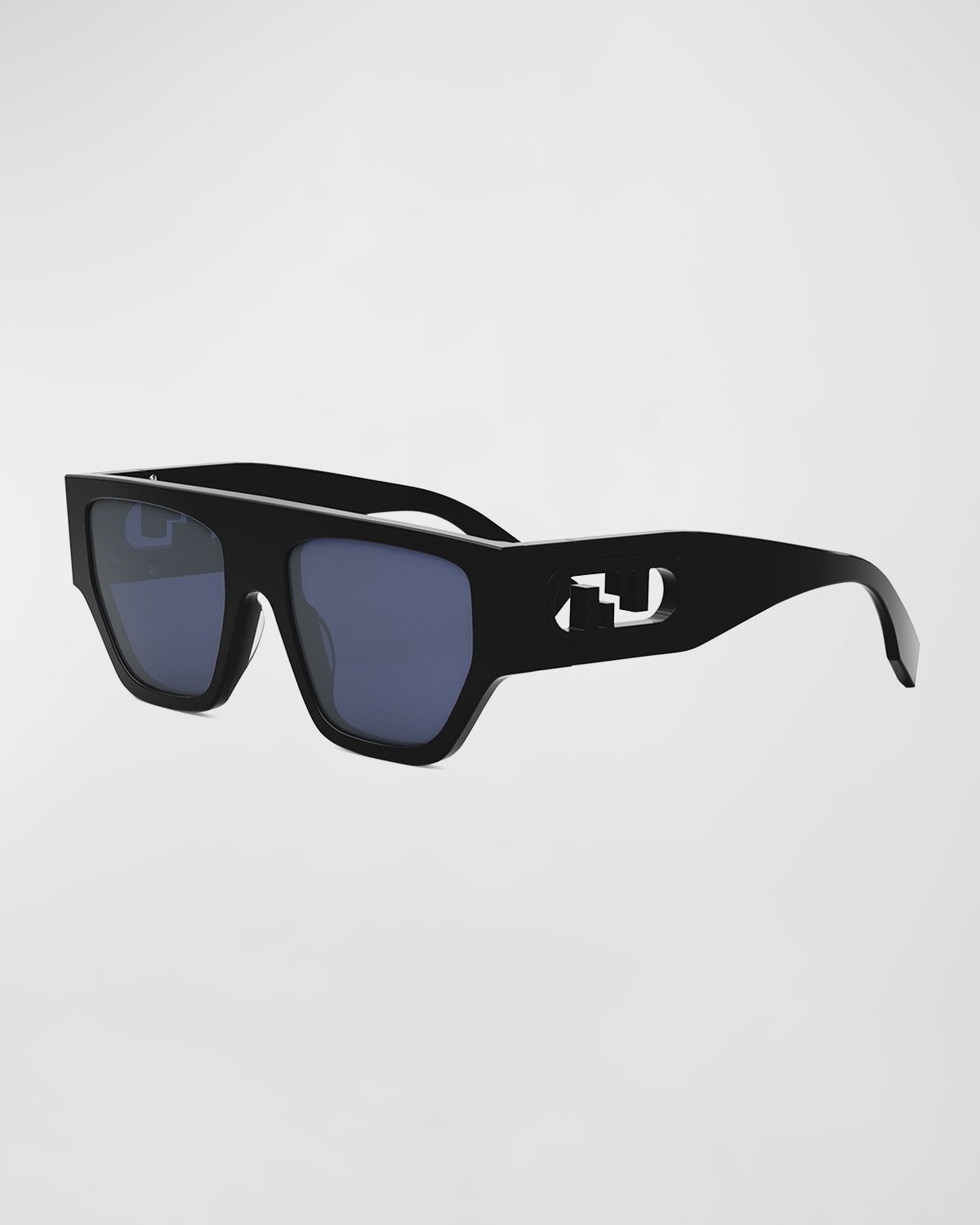 Shop Fendi O'lock Flat-top Nylon Cat-eye Sunglasses In Sblk/blu