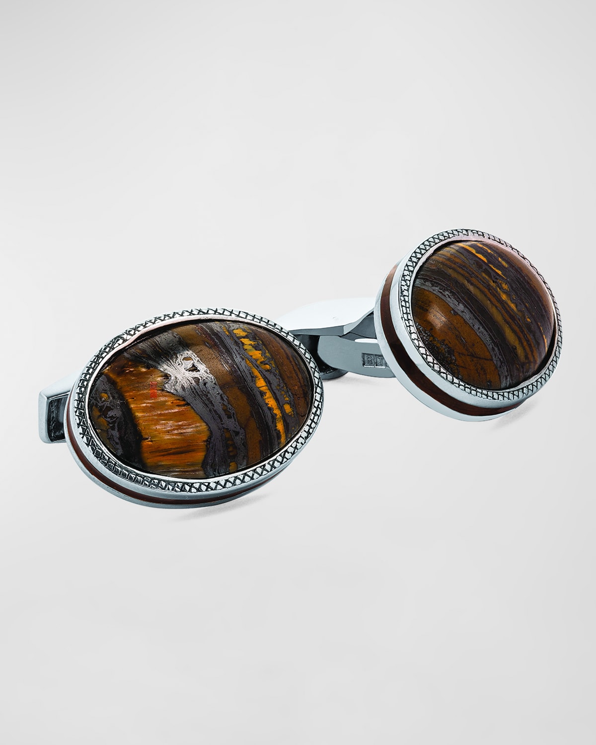 Tateossian Men's Tiger Iron Oval Cufflinks In Brown