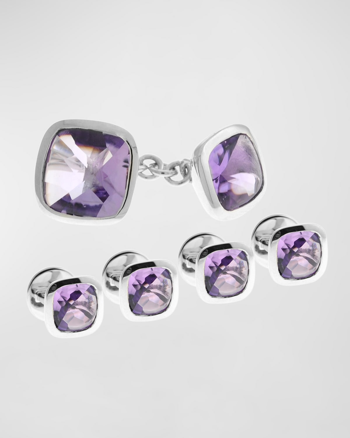 Men's Amethyst Cufflink Shirt Stud Set