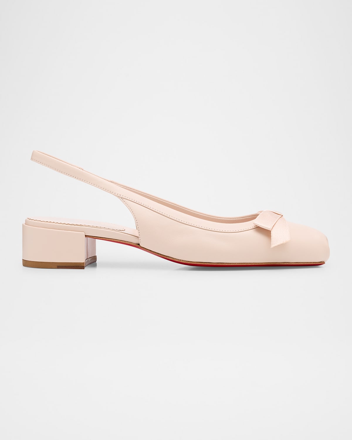 Shop Christian Louboutin Napa Ballerina Red Sole Slingback Pumps In Leche