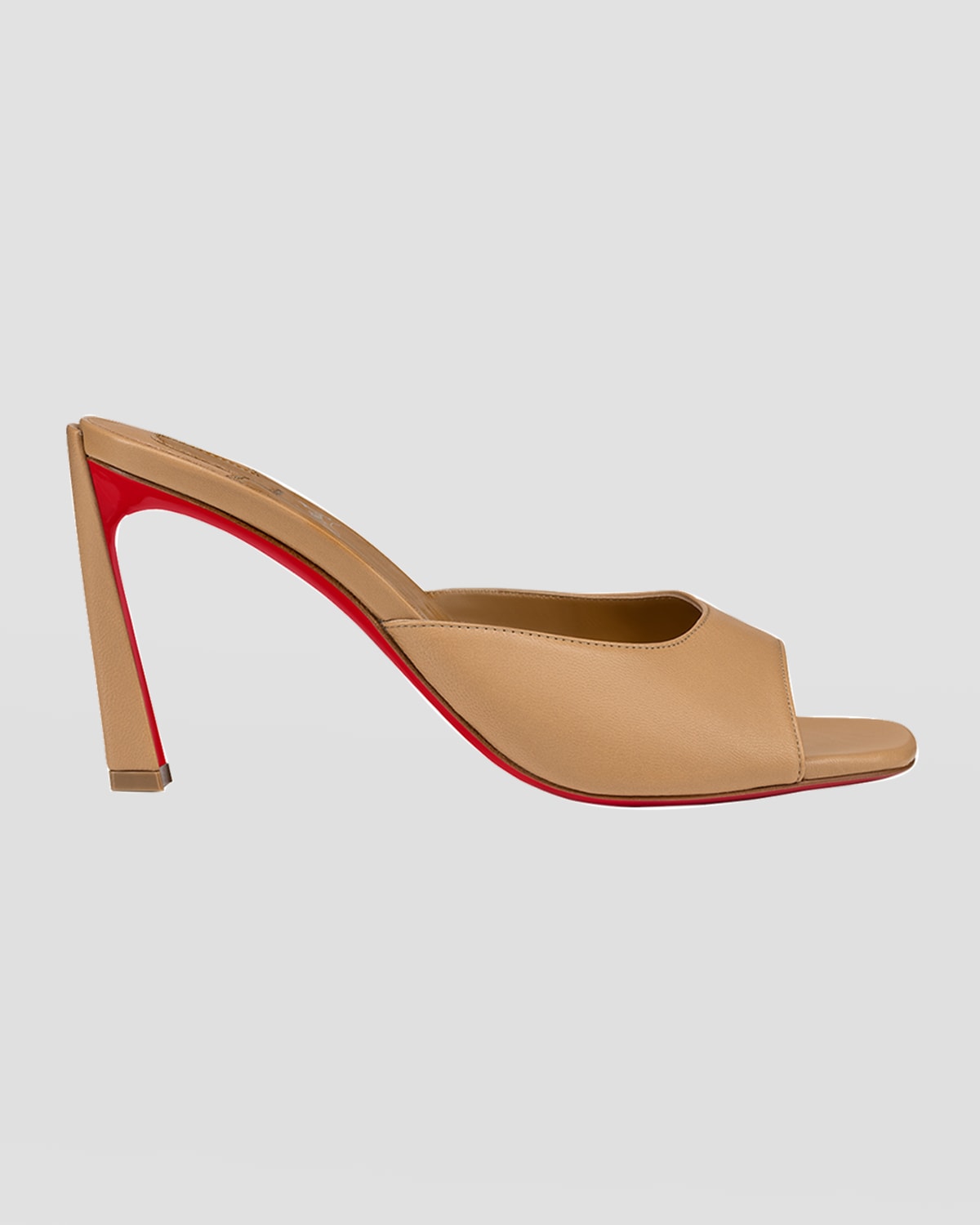 Shop Christian Louboutin Condora Leather Red Sole Mule Sandals In Toffee