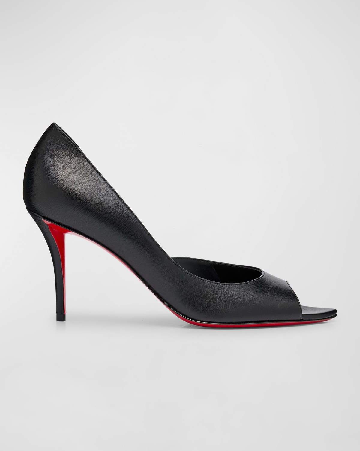 Shop Christian Louboutin Apostropha Leather Half-d'orsay Red Sole Pumps In Black