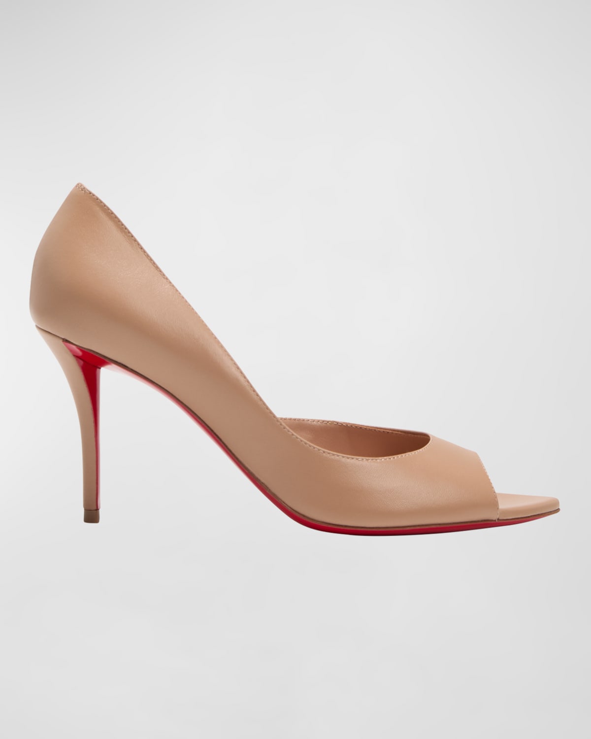 Shop Christian Louboutin Apostropha Leather Half-d'orsay Red Sole Pumps In Blush