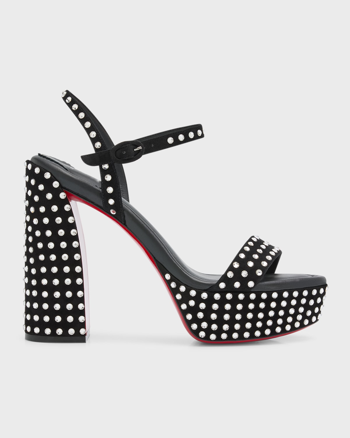 Christian Louboutin Movida Jane Embellished Red Sole Platform Sandals In Black/crystal