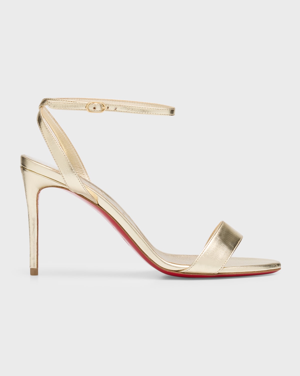 Shop Christian Louboutin Loubigirl Metallic Red Sole Ankle-strap Sandals In Platine