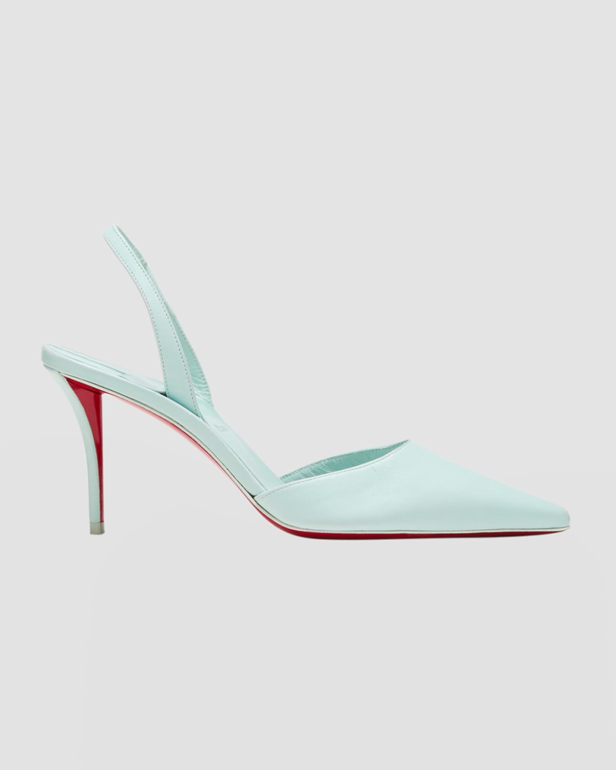 Shop Christian Louboutin Apostropha Leather Slingback Red Sole Pumps In Iceberg