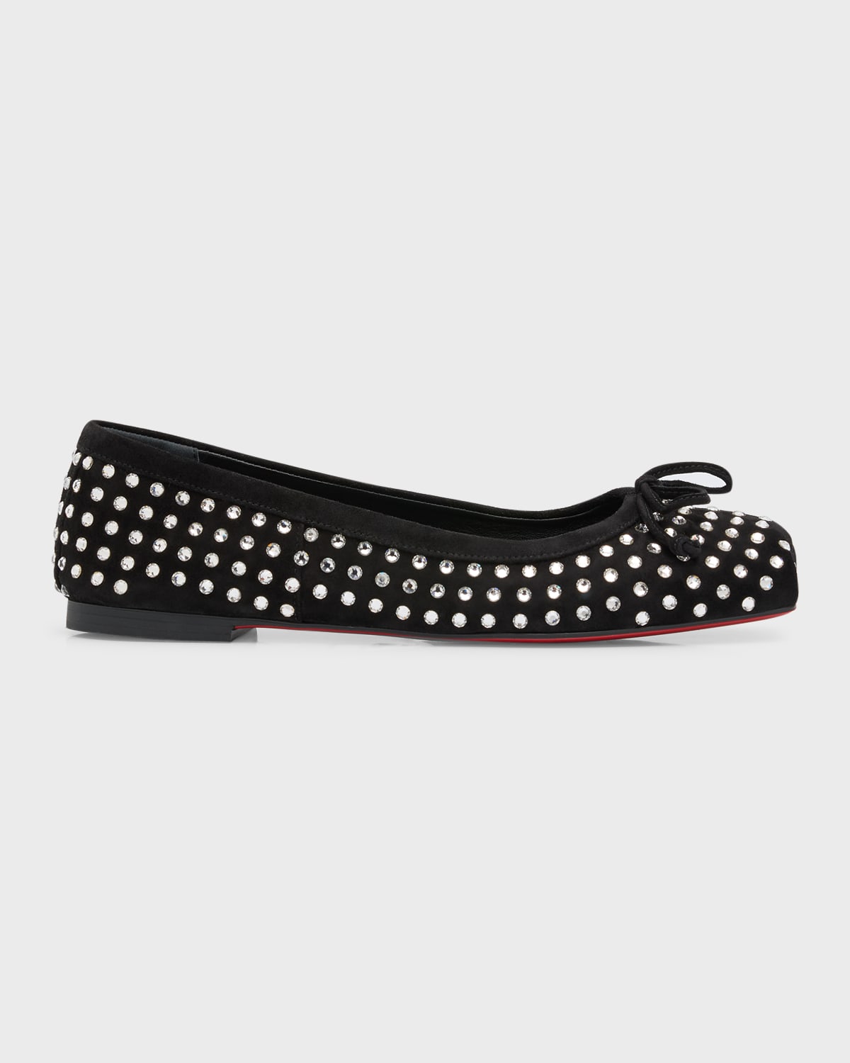 Shop Christian Louboutin Mamadrague Strass Bow Red Sole Ballerina Flats In Black/crystal
