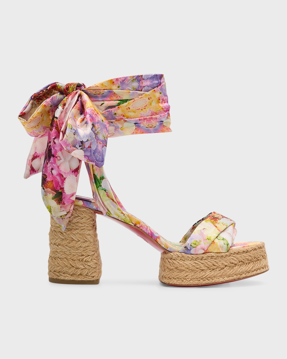 Christian Louboutin Mariza Du Desert Blooming Ankle-wrap Red Sole Sandals In Multi