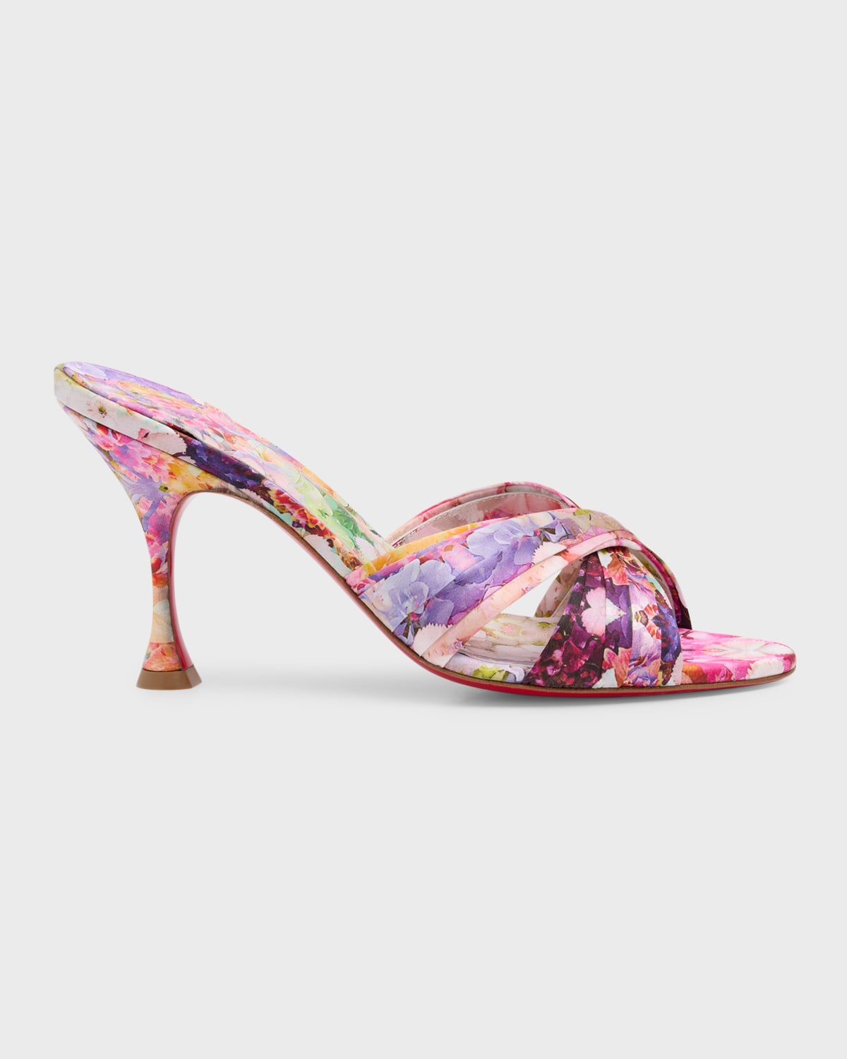 Shop Christian Louboutin Nicol Blooming Silk Red Sole Slide Sandals In Multi