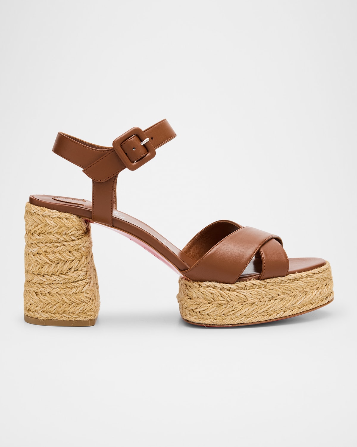 Shop Christian Louboutin Calakala Leather Crisscross Red Sole Espadrille Sandals