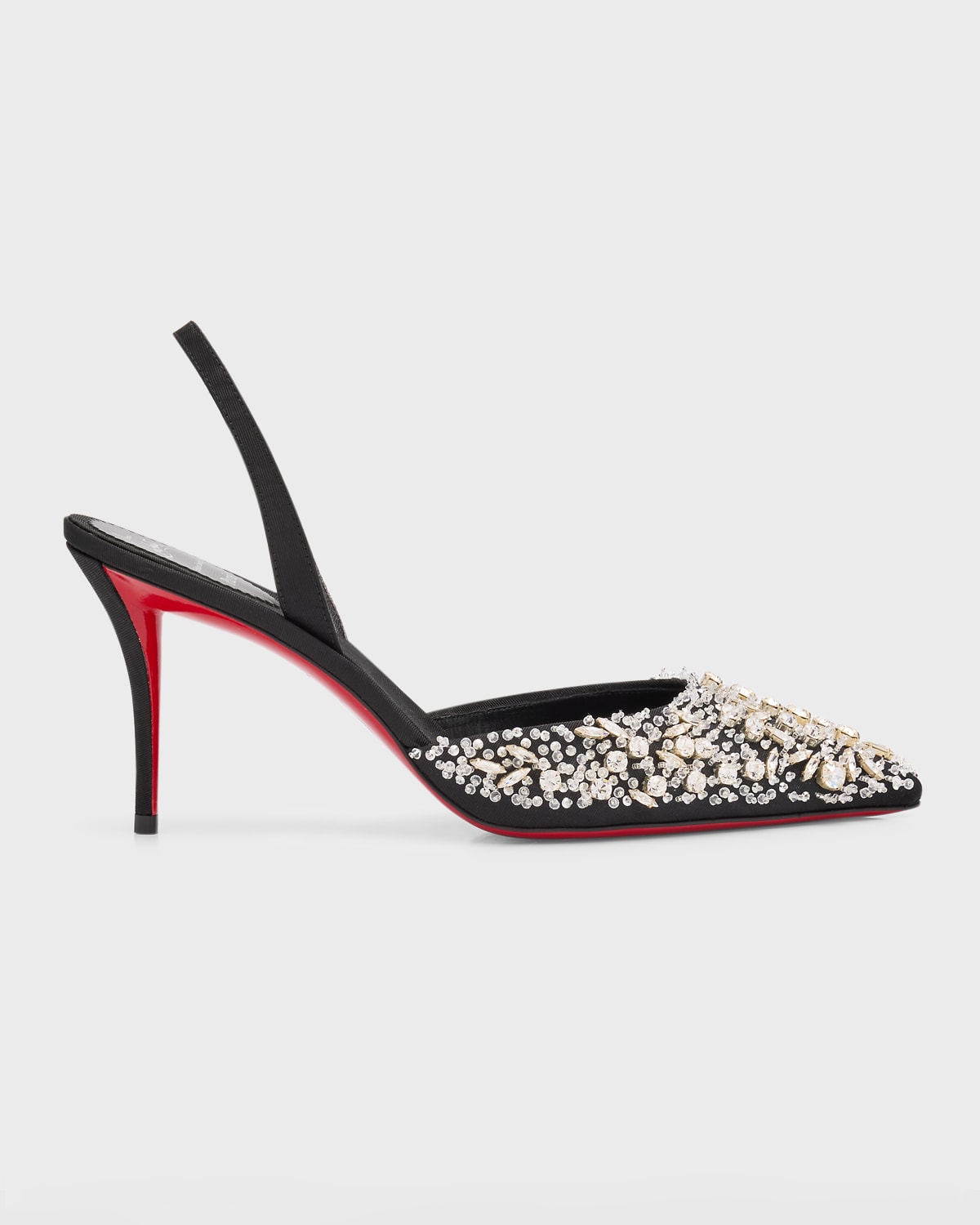 Shop Christian Louboutin Queenissima Embellished Red Sole Slingback Pumps In Black/crystal