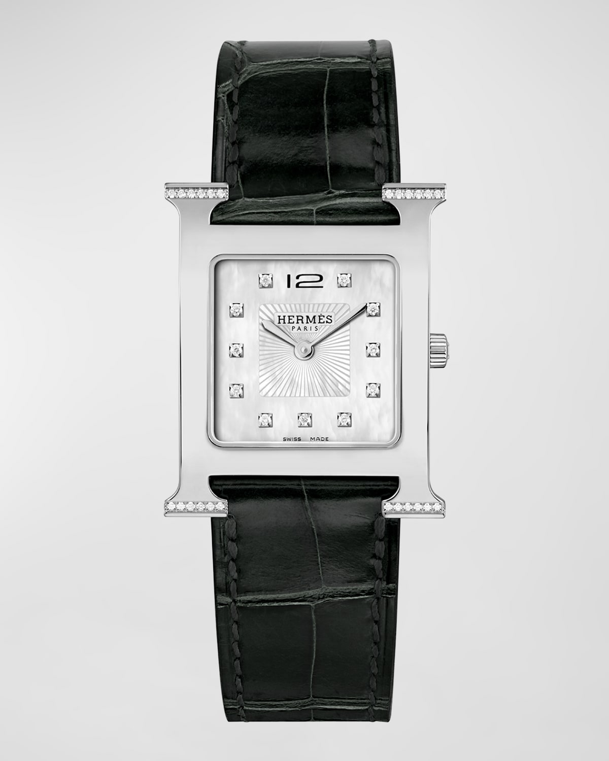 Herms Heure H Watch, Medium Model, 30 Mm In Black
