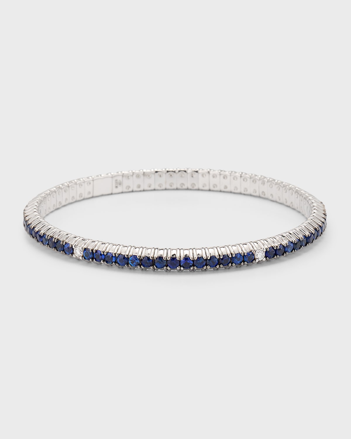 18K White Gold Bracelet with Blue Sapphires and White Diamonds