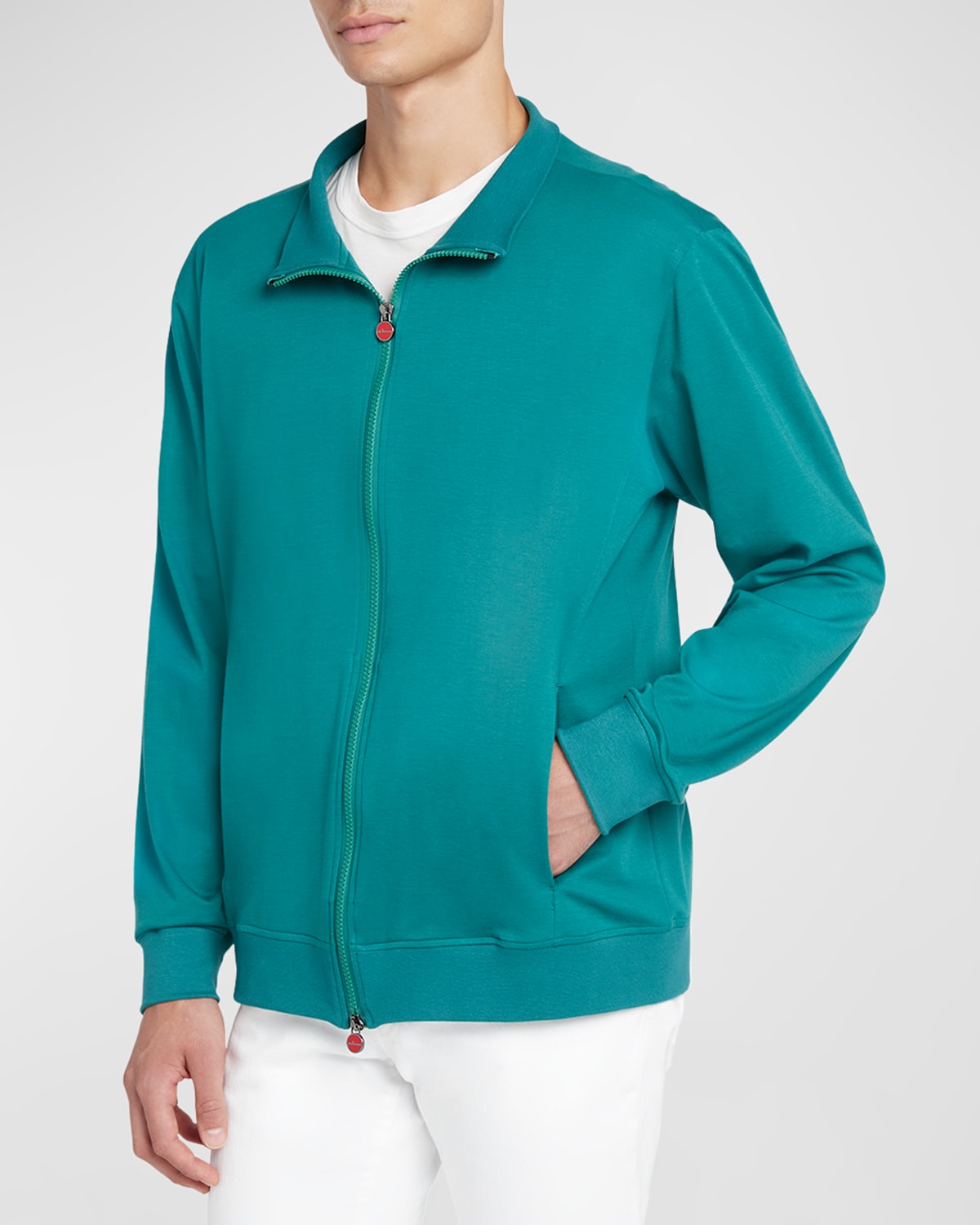 Kiton Men's Cotton Full-zip Sweatshirt In Green