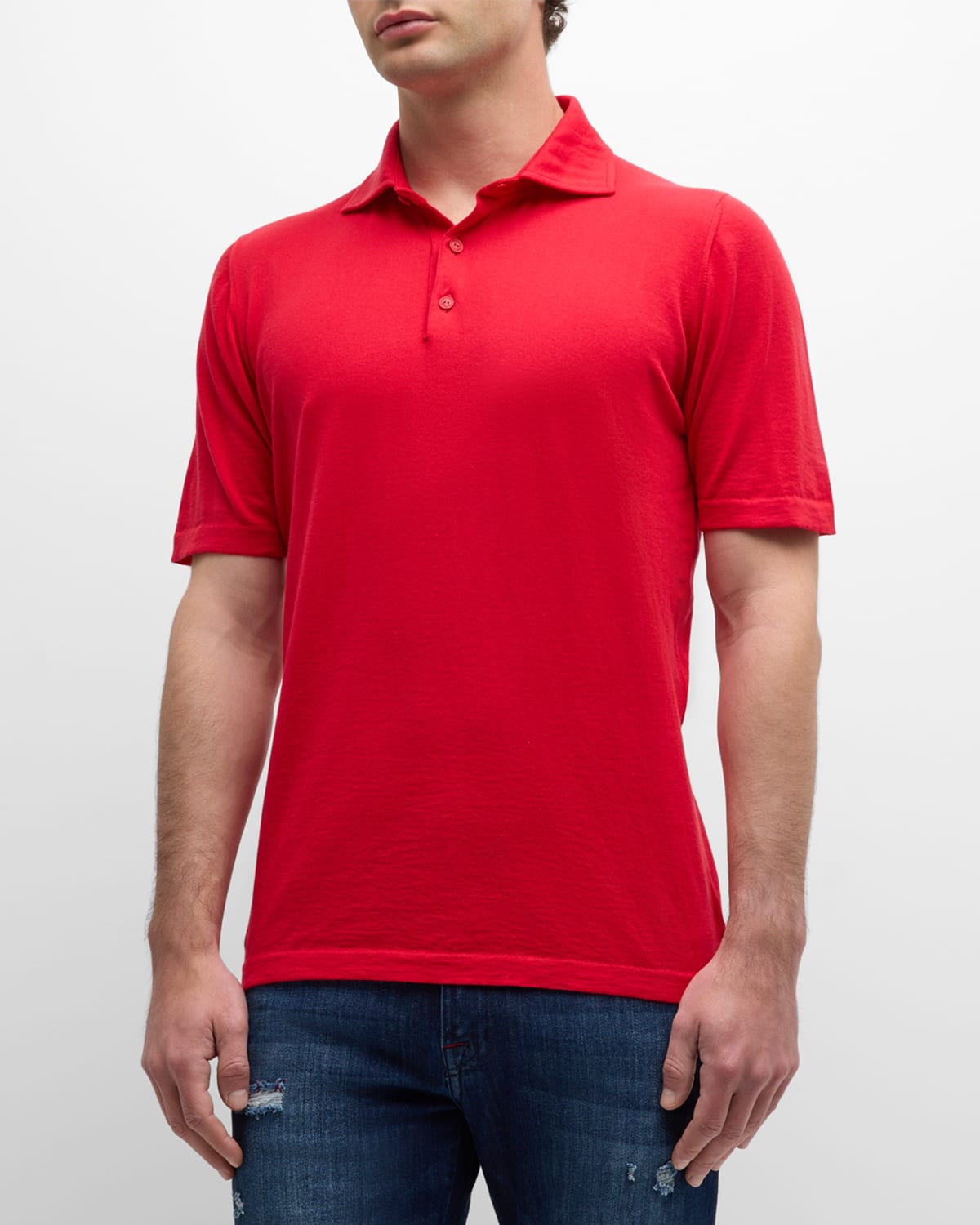 Shop Kiton Men's Cotton Polo Shirt In Red