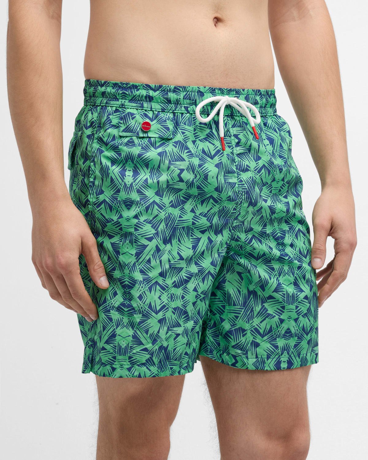 Shop Kiton Men's Geometric-print Swim Trunks In Green Multi