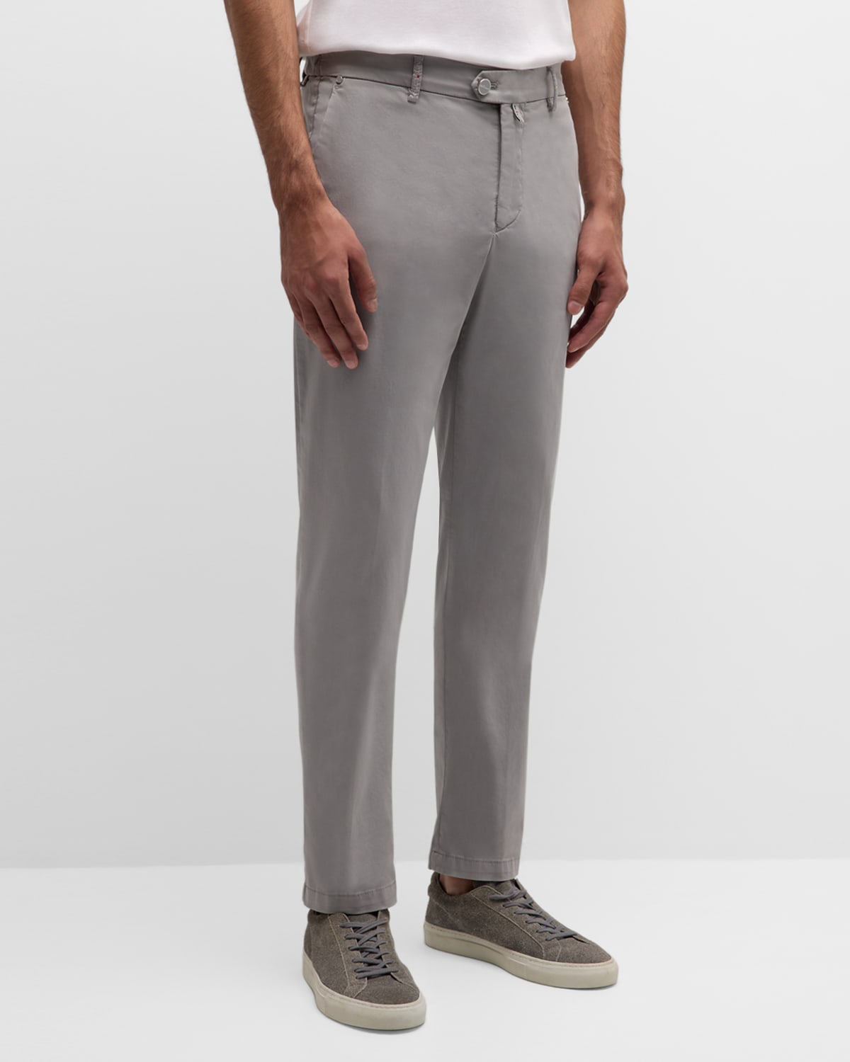 Kiton Men's Straight-leg Stretch Cotton Pants In Gray