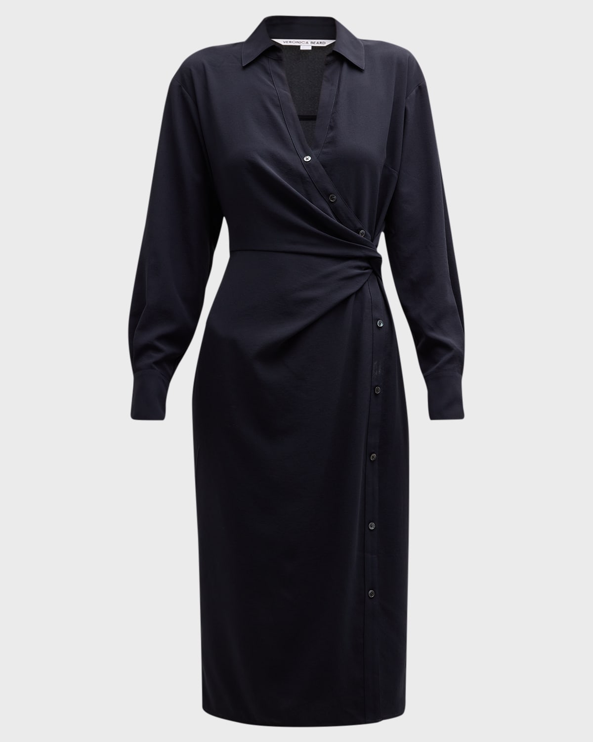 Veronica Beard Wright Button-front Midi Wrap Dress In Navy