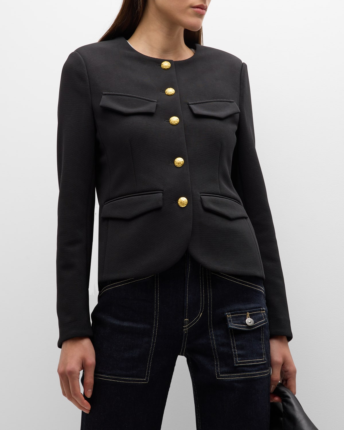 Shop Veronica Beard Kensington Tailored Knit Jacket In Black