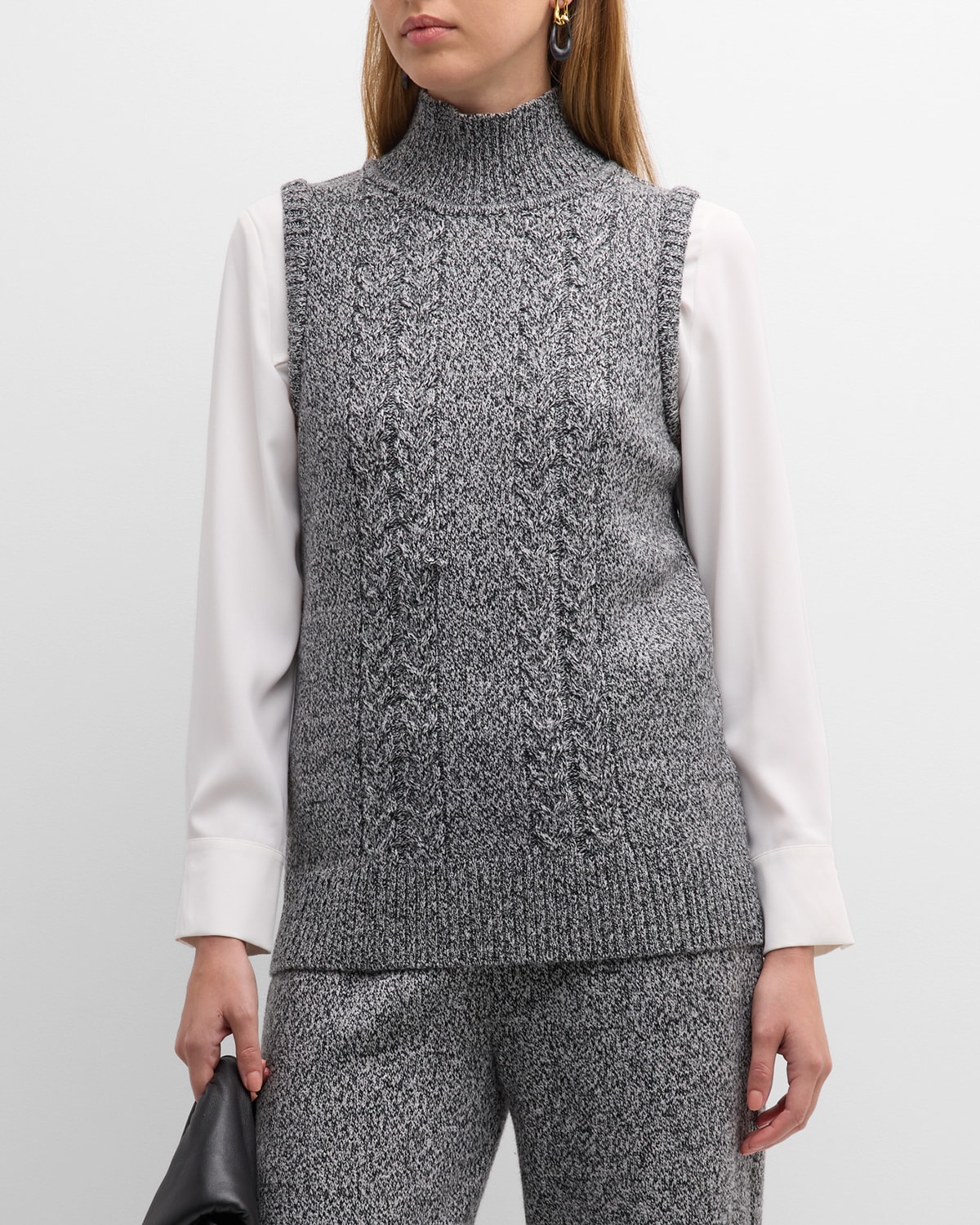 Cable-Knit Turtleneck Tank Top