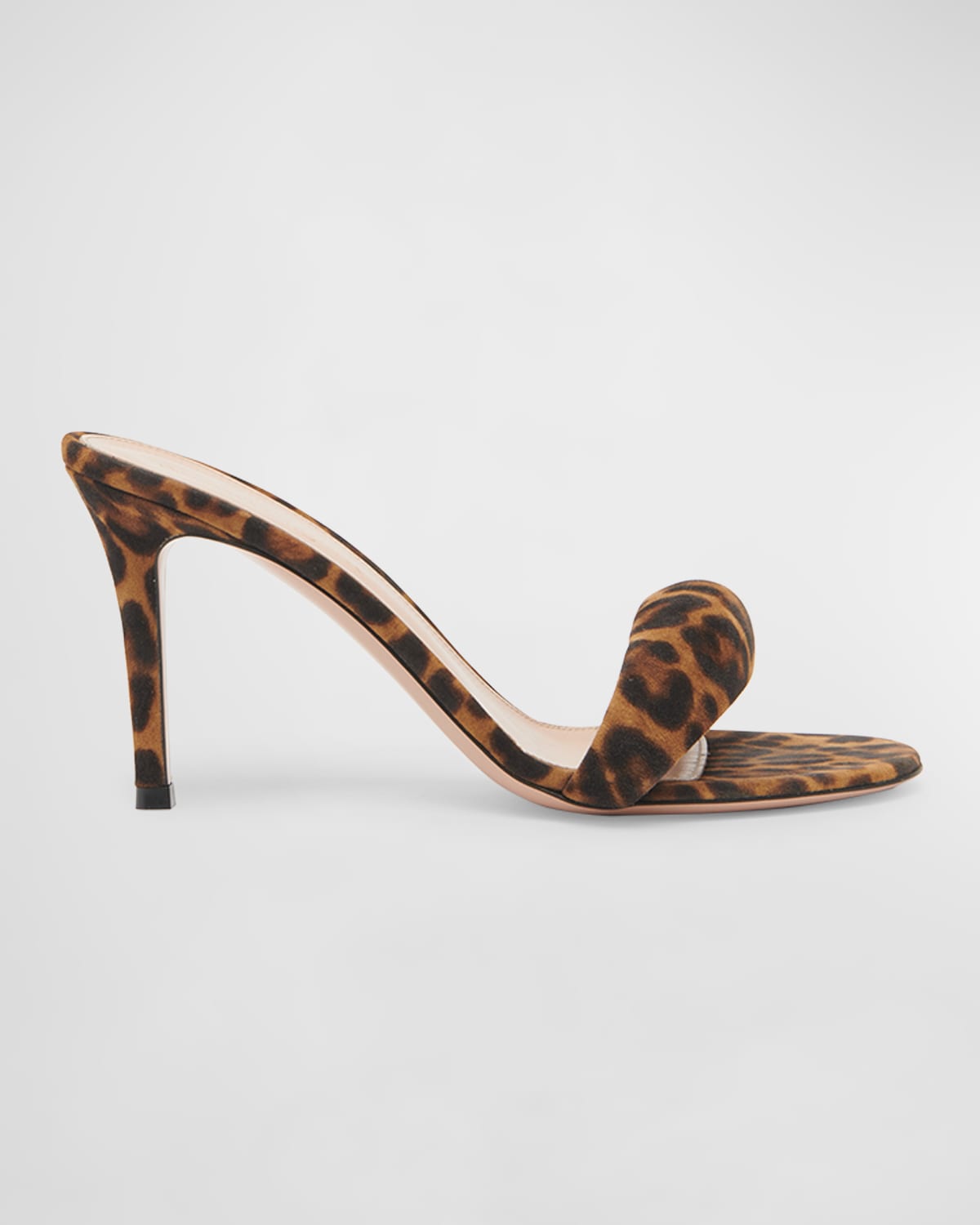 GIANVITO ROSSI LEOPARD STILETTO SLIDE SANDALS