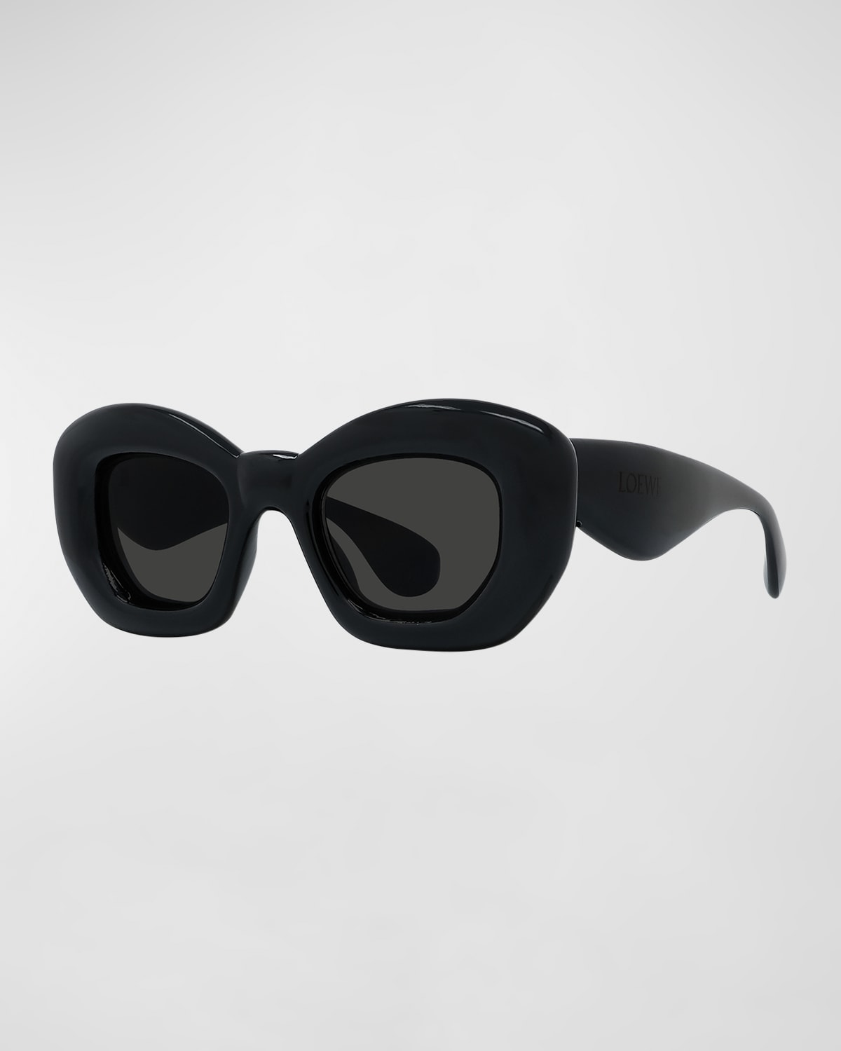 Loewe Inflated 47mm Butterfly Sunglasses In Shiny Black Smoke
