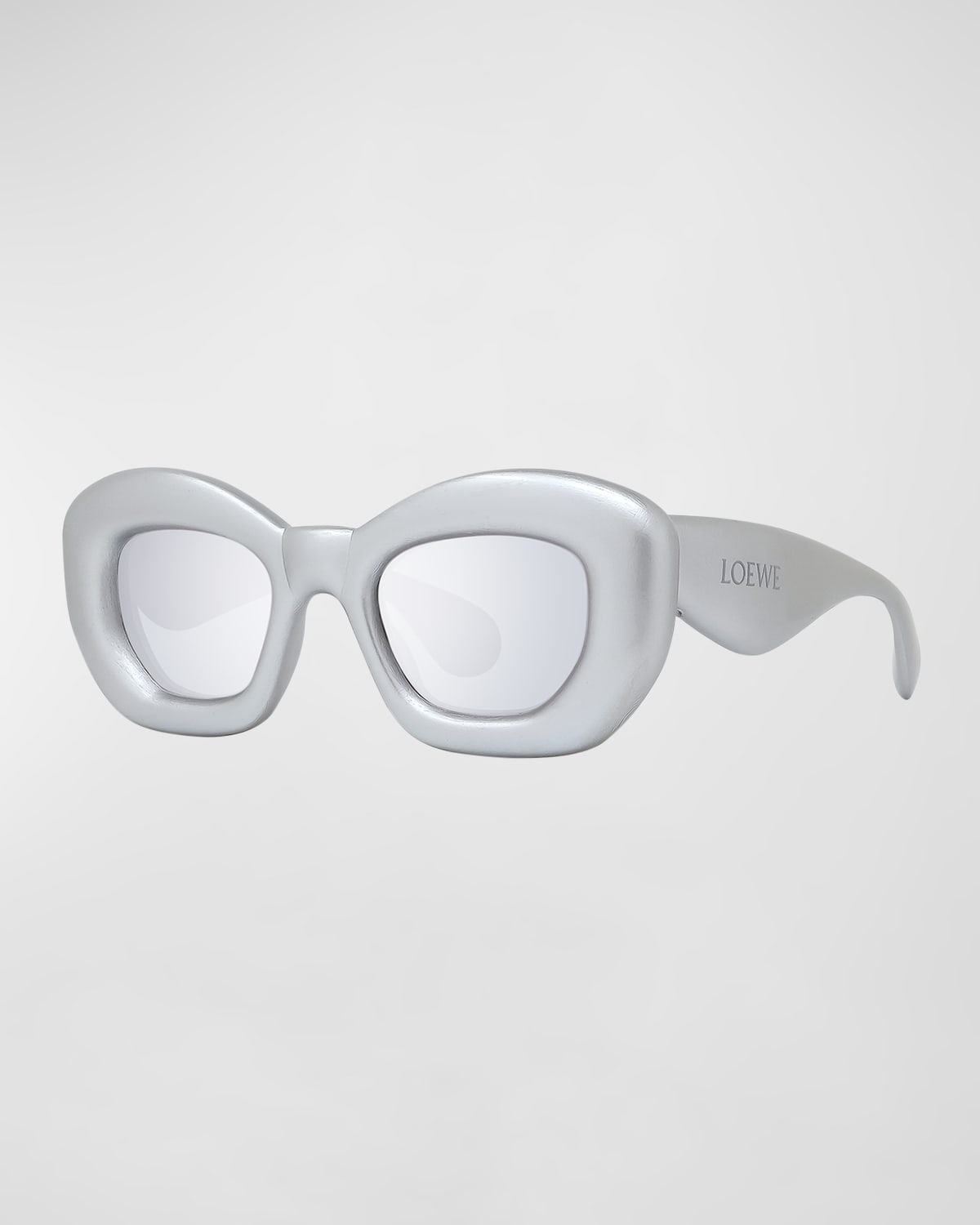 Shop Loewe Inflated Monochrome Acetate Butterfly Sunglasses In Grey Mirror