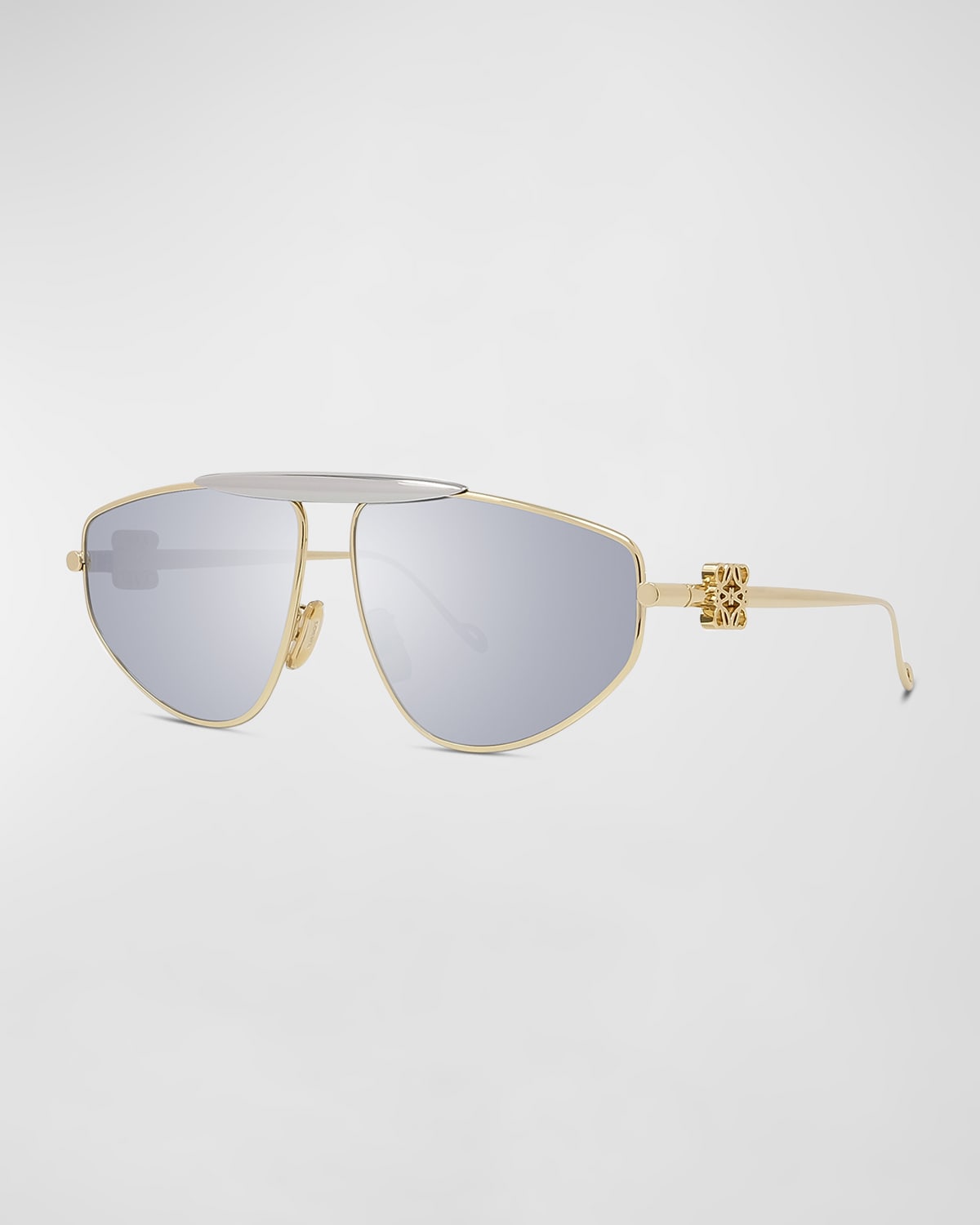 Shop Loewe Anagram Metal Alloy Aviator Sunglasses In Shiny Endura Gold Smoke Mirror