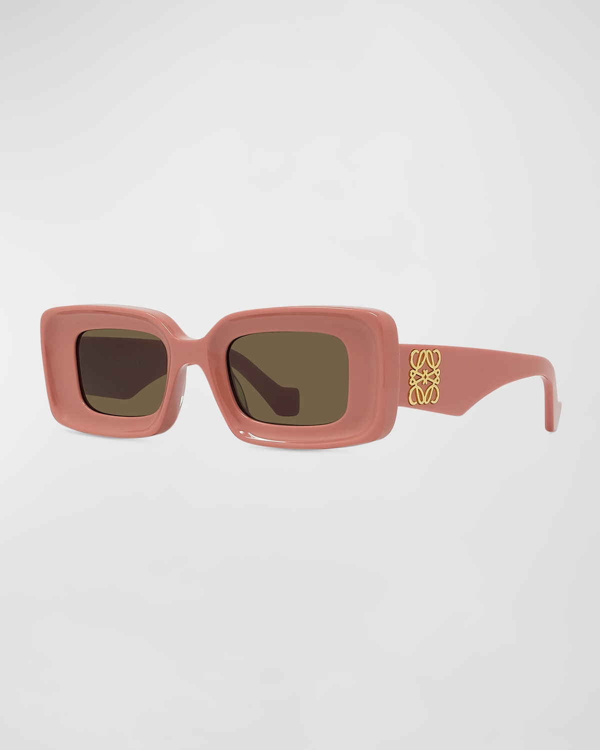 Loewe Anagram Beveled Acetate Rectangle Sunglasses In Ivory Brown