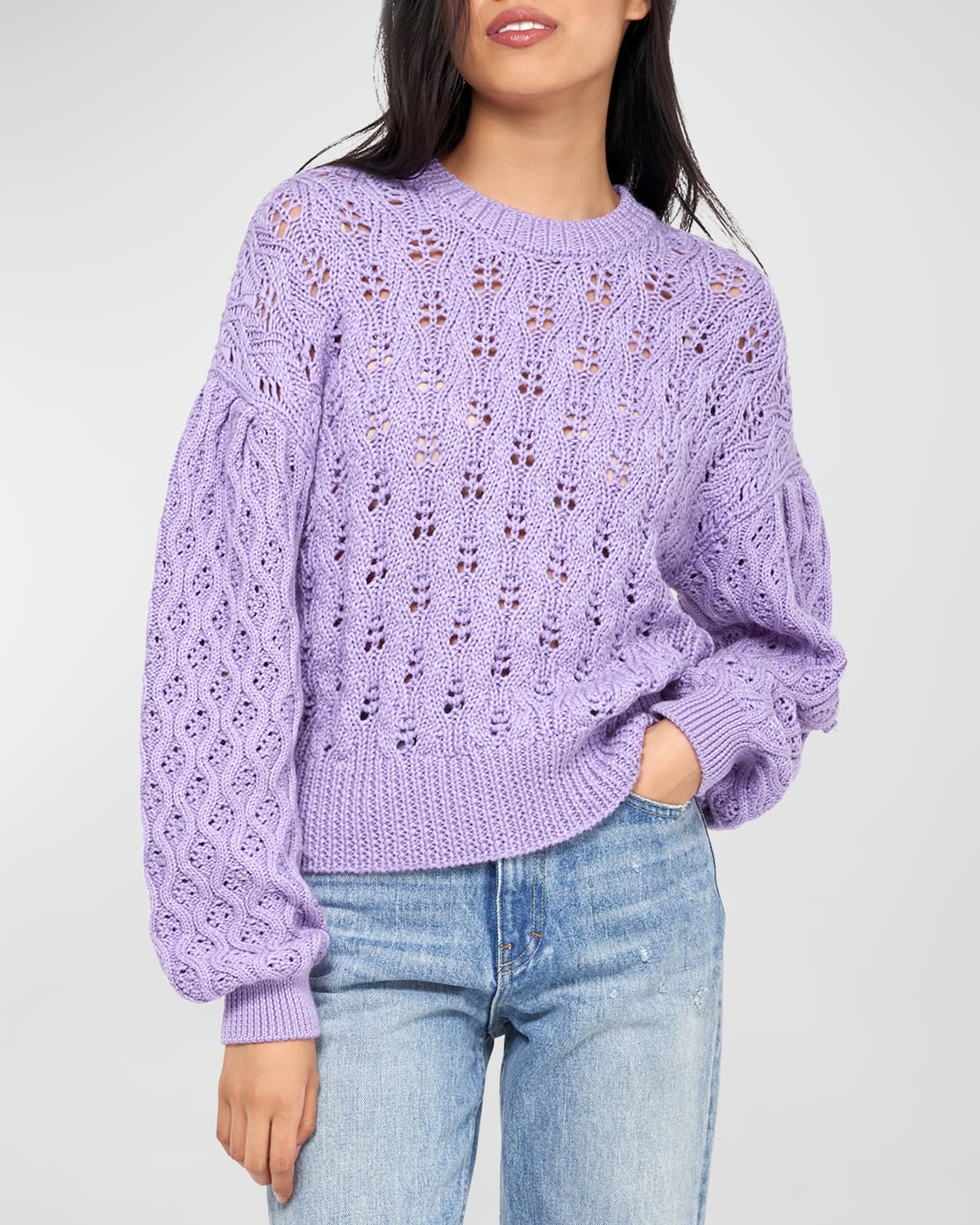 Joie Maeva Chunky Pointelle-knit Wool Sweater In Deep_lavender