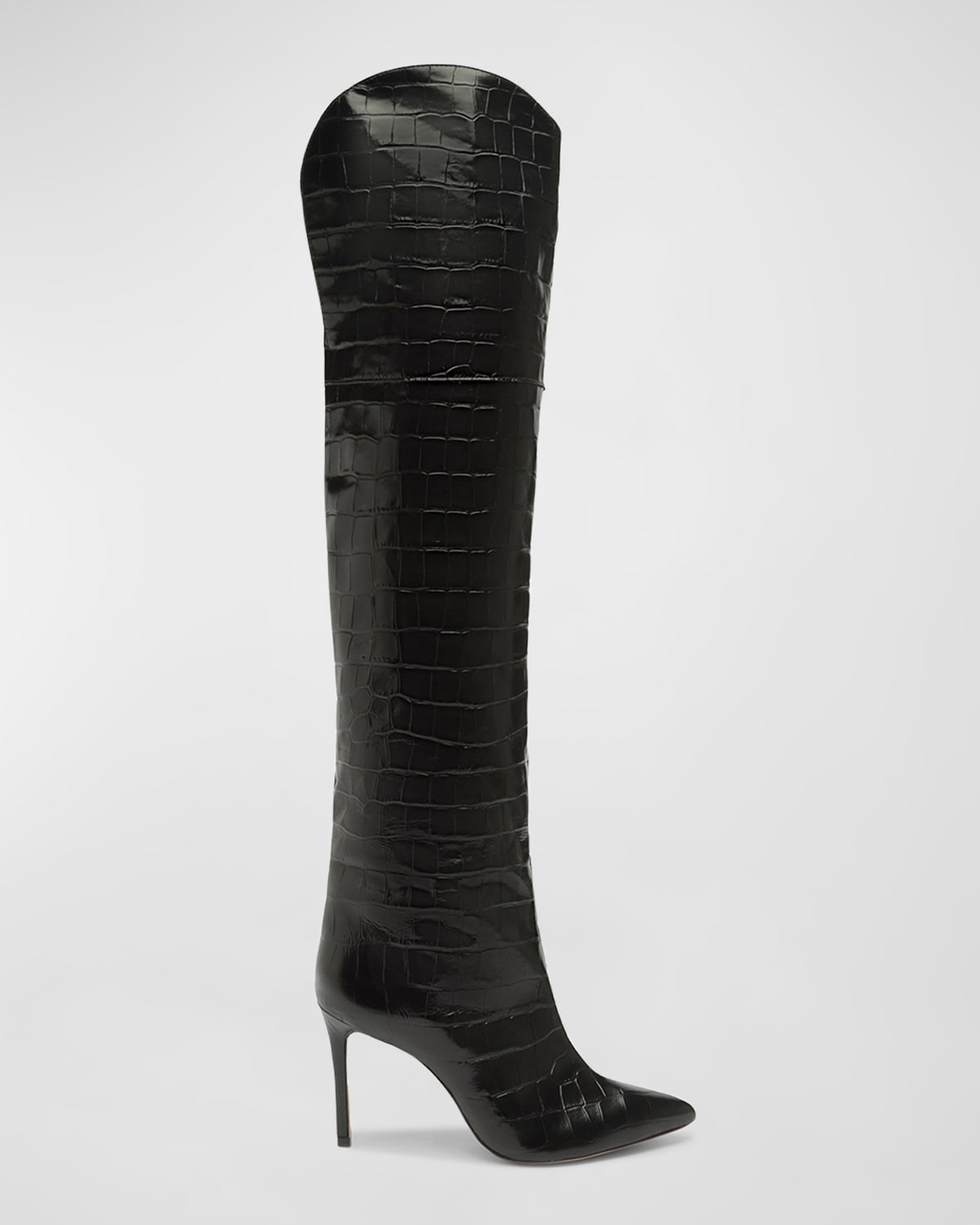 Schutz Maryana Croco Over-the-knee Boots In Black
