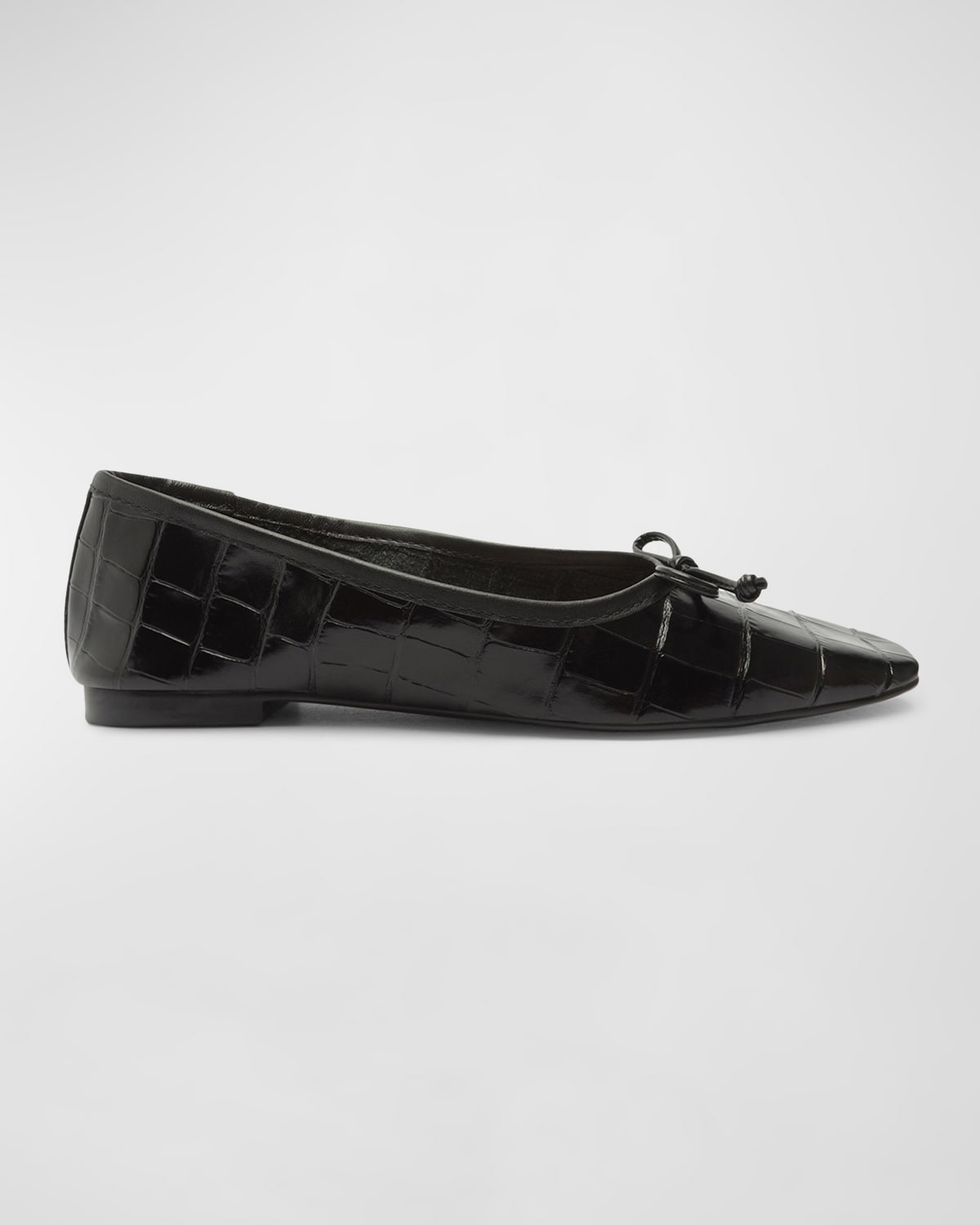 Shop Schutz Arissa Croco Bow Ballerina Flats In Black