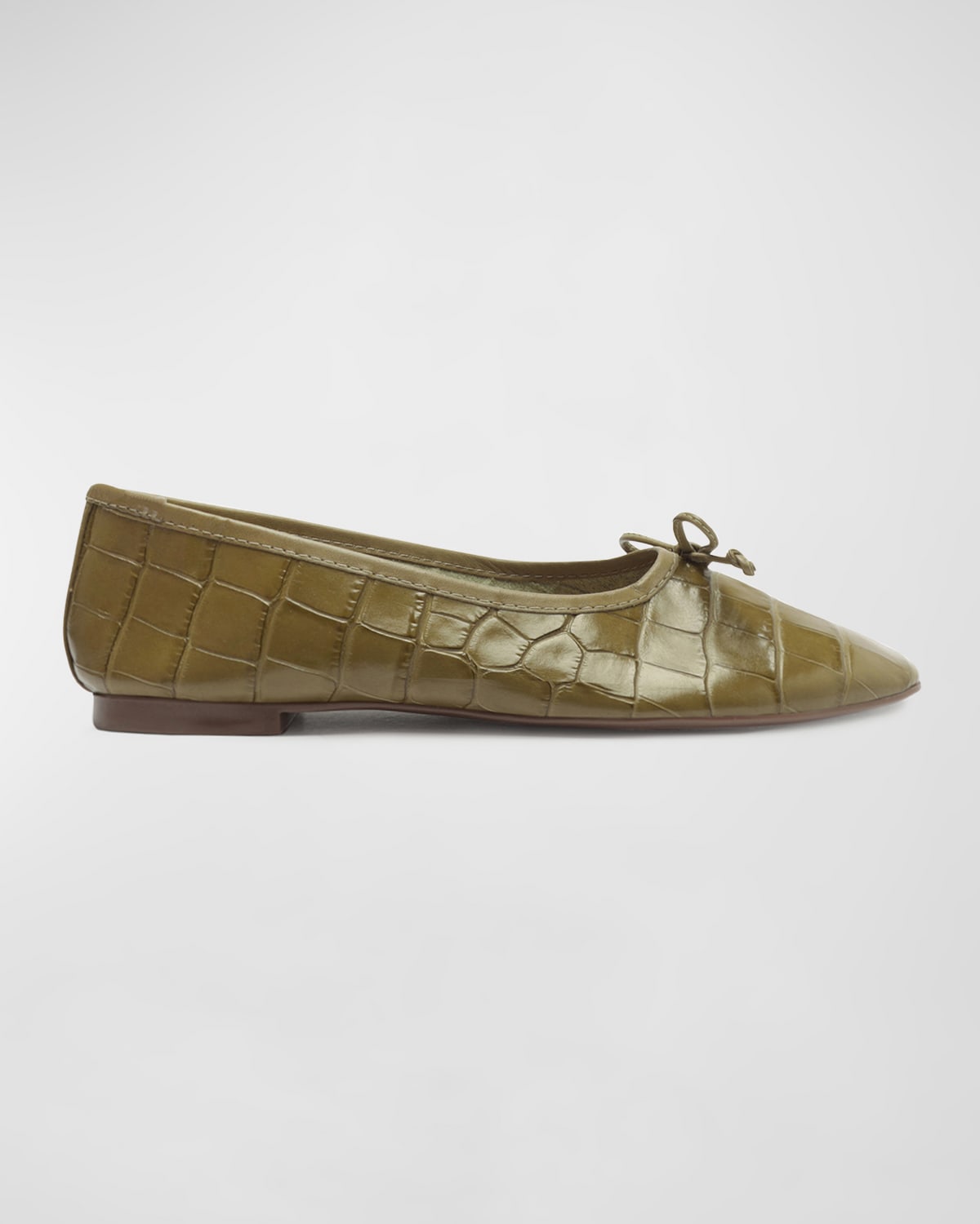 Schutz Arissa Croco Bow Ballerina Flats In Matcha