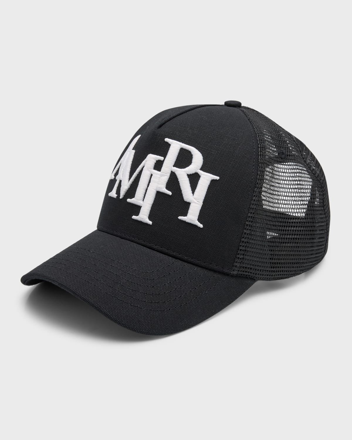 Amiri Men's Staggered Logo Trucker Hat In Black