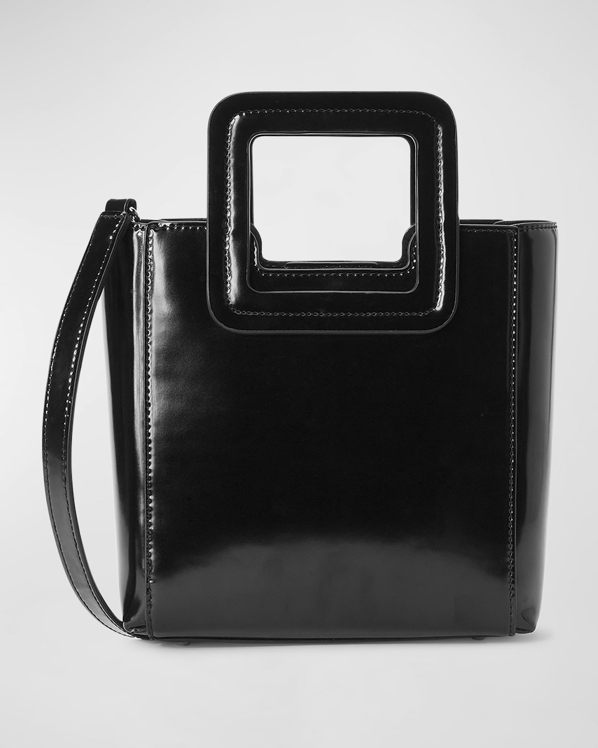 Staud Shirley Mini Leather Top-handle Bag In Black
