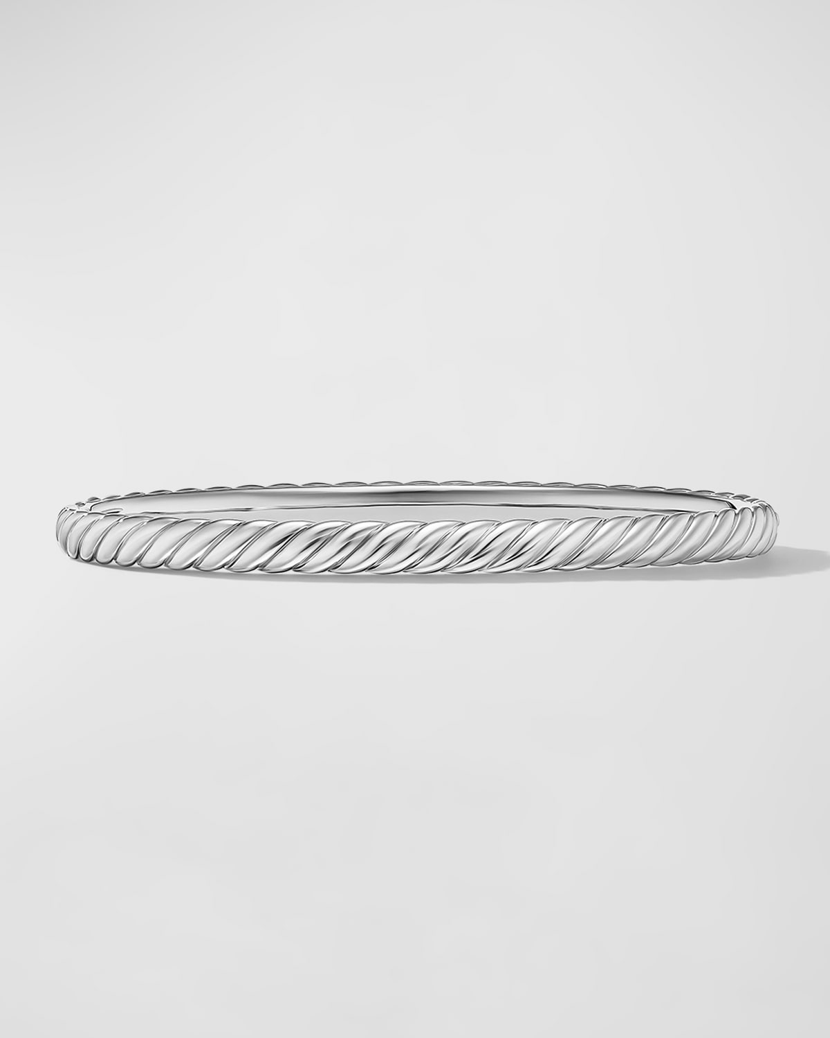 David Yurman Sculpted Cable Bracelet in 18K White Gold, 4.5mm, Size L