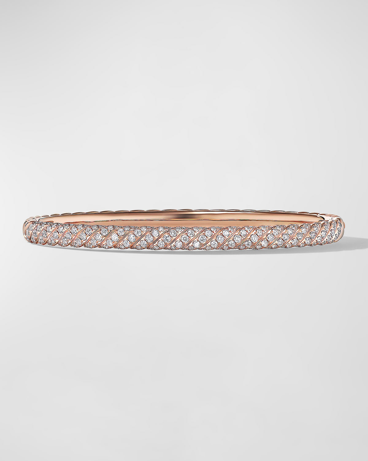David Yurman Sculpted Cable Bracelet with Diamonds in 18K Rose Gold, 4.5mm, Size M