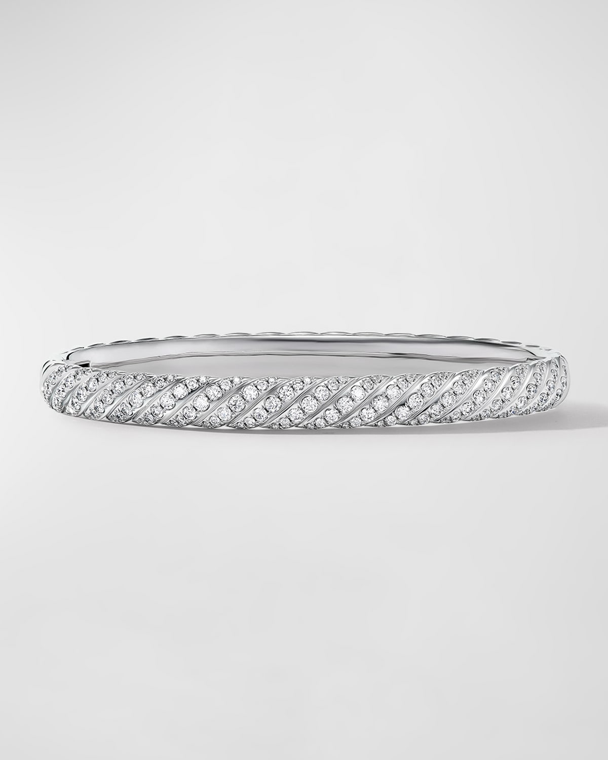 David Yurman Sculpted Cable Bracelet with Diamonds in 18K White Gold, 6mm, Size M