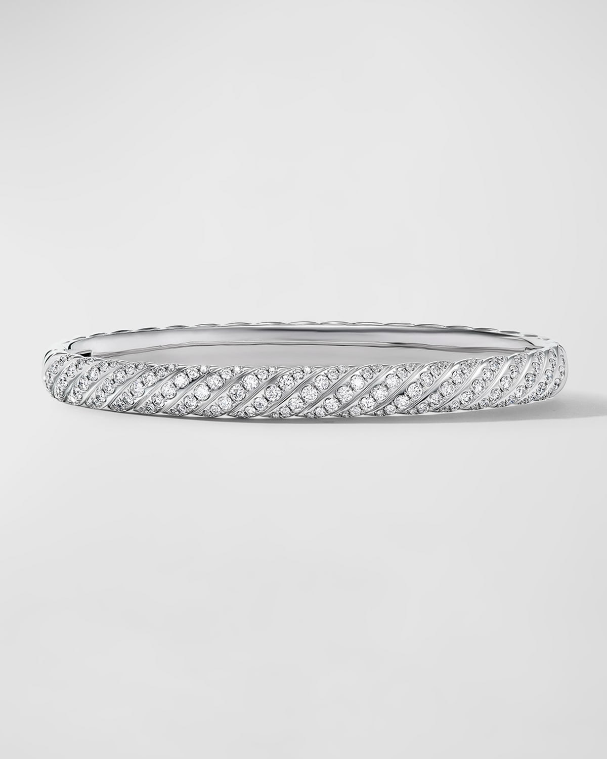 David Yurman Sculpted Cable Bracelet with Diamonds in 18K White Gold, 6mm, Size L