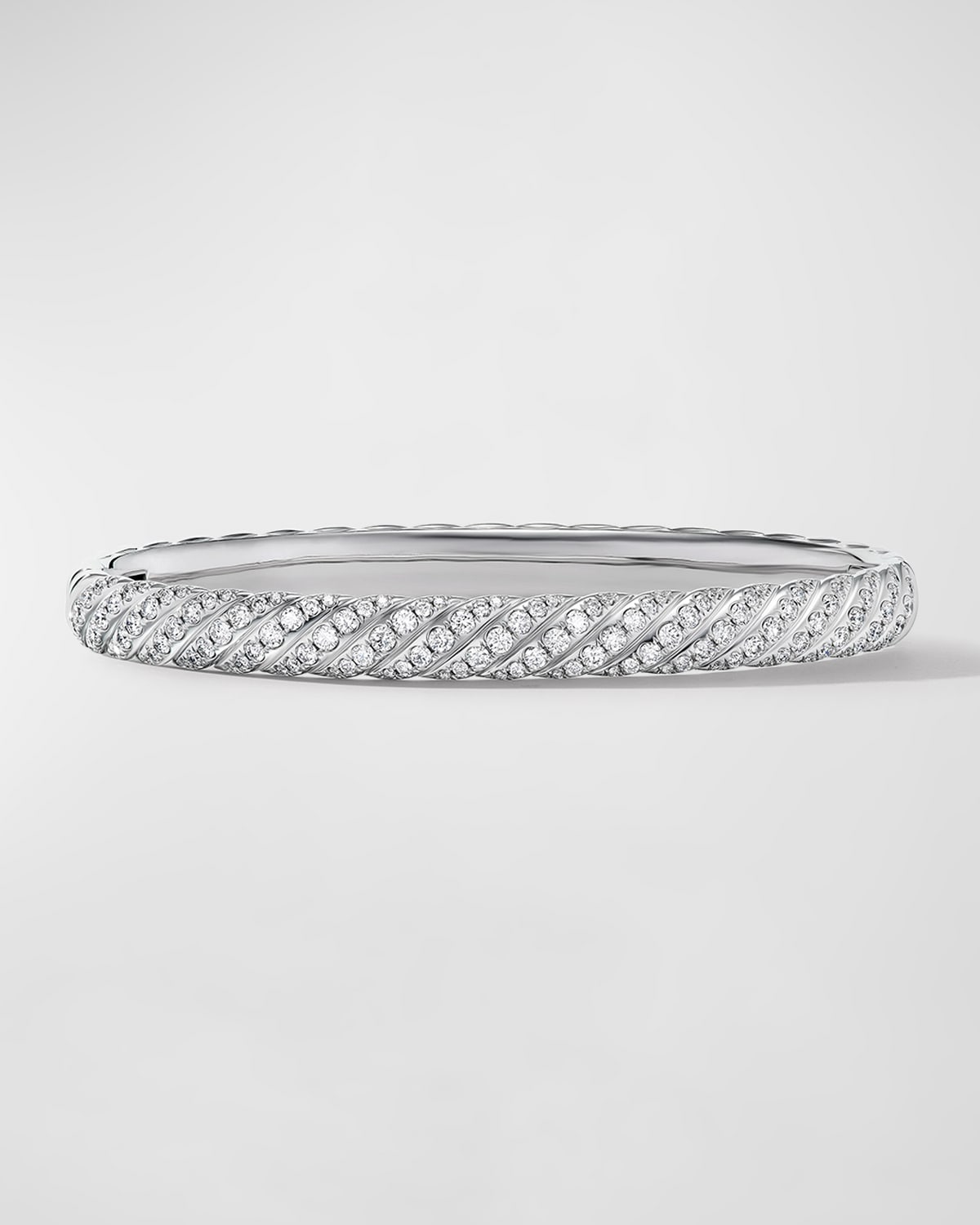 David Yurman Sculpted Cable Bracelet with Diamonds in 18K White Gold, 6mm, Size S