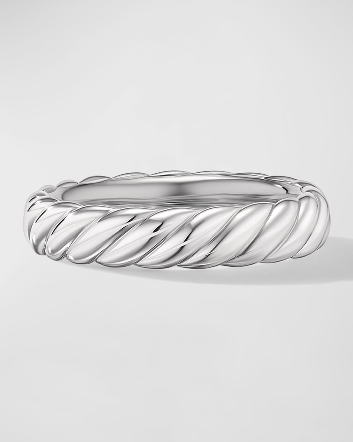 David Yurman Sculpted Cable Band Ring in 18K White Gold, 4.5mm, Size 7