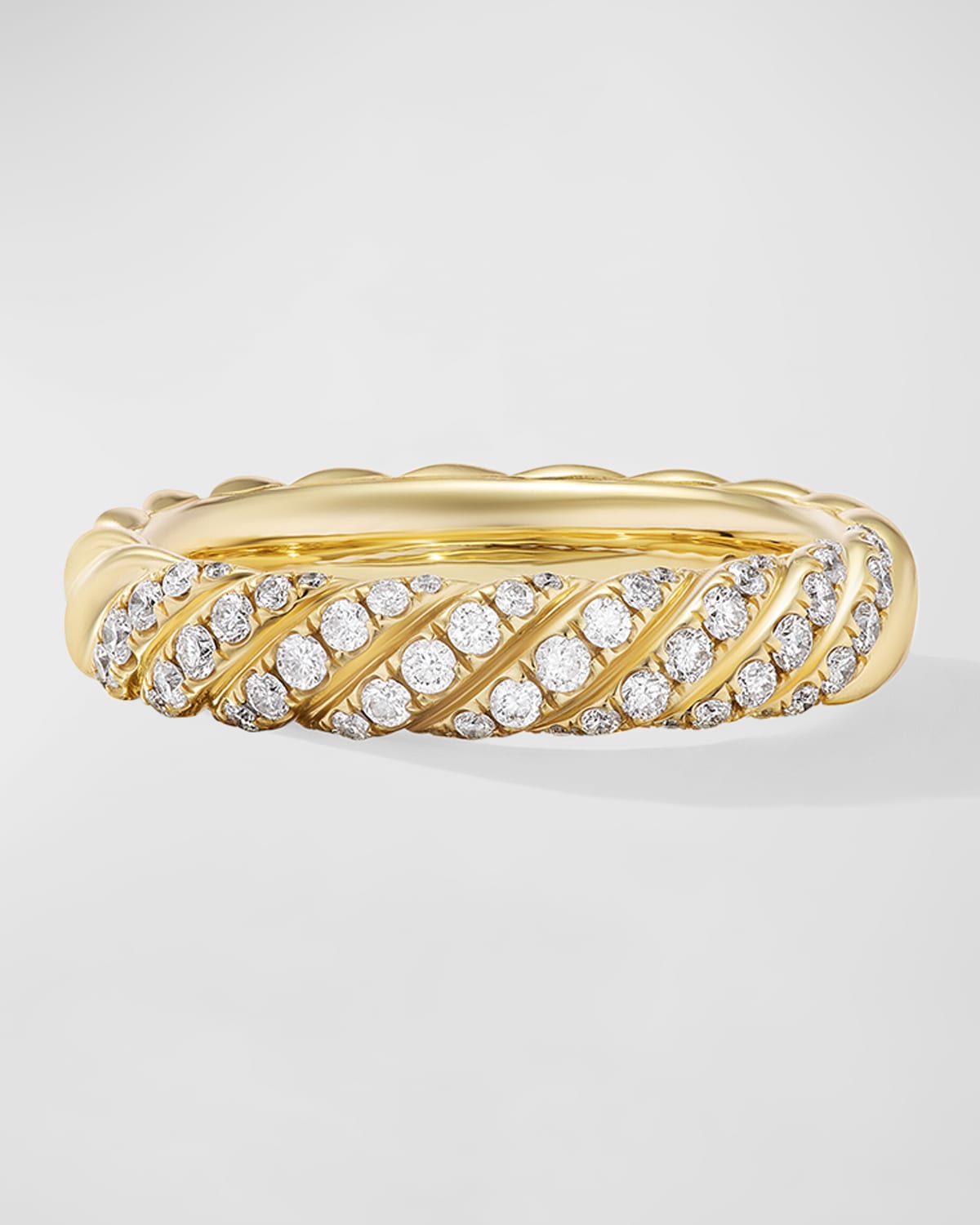 David Yurman Sculpted Cable Band Ring with Diamonds in 18K Gold, 4.5mm, Size 5