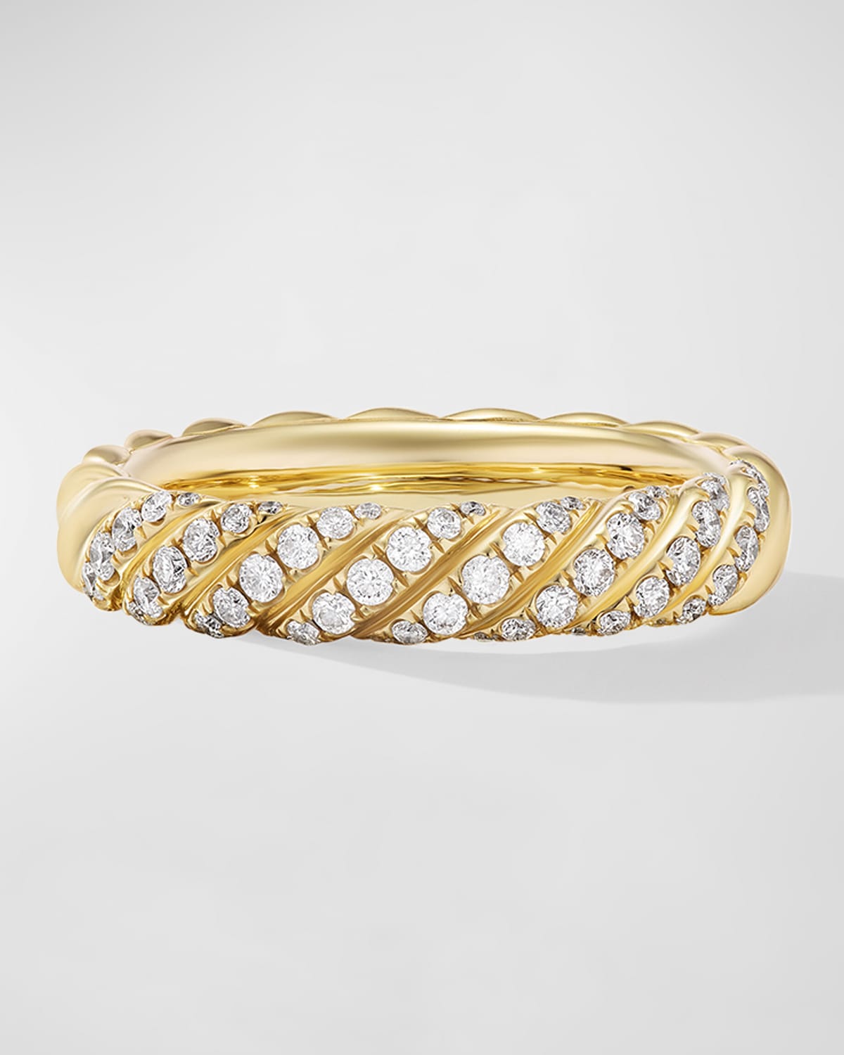 David Yurman Sculpted Cable Band Ring with Diamonds in 18K Gold, 4.5mm, Size 6