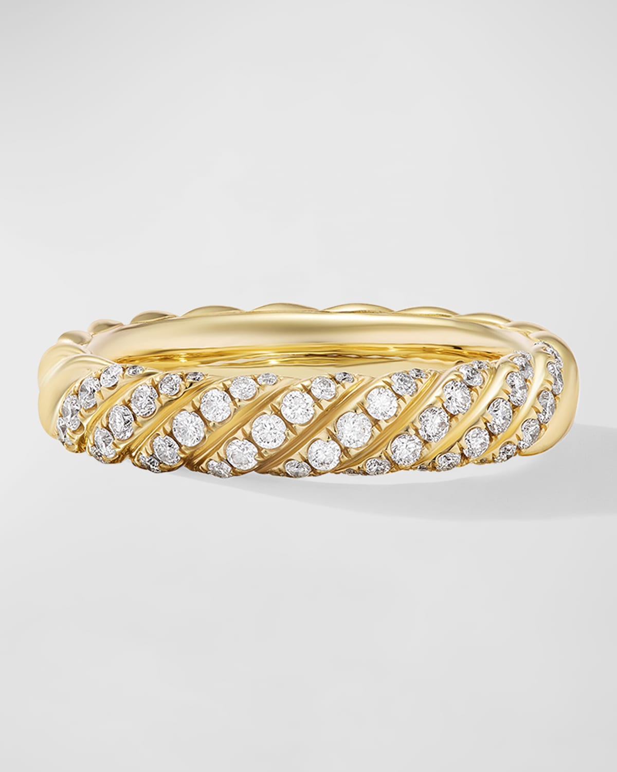 David Yurman Sculpted Cable Band Ring with Diamonds in 18K Gold, 4.5mm, Size 9