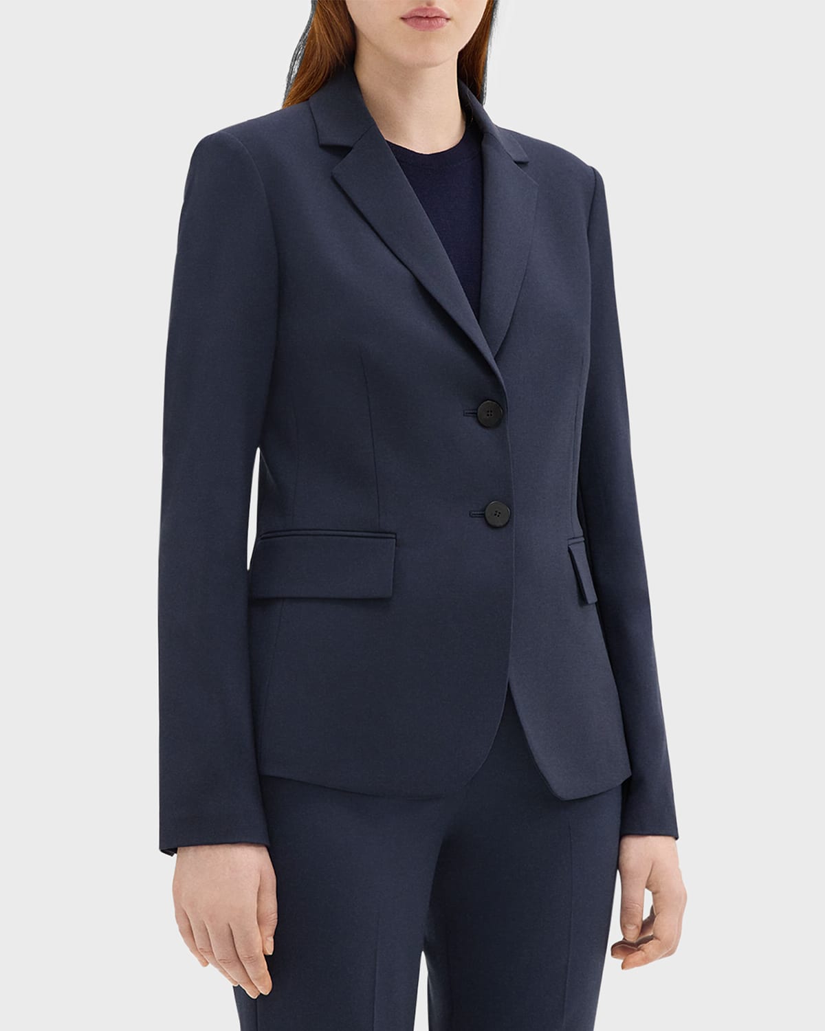 Theory Carissa Blazer In Good Wool In Nocturne Navy