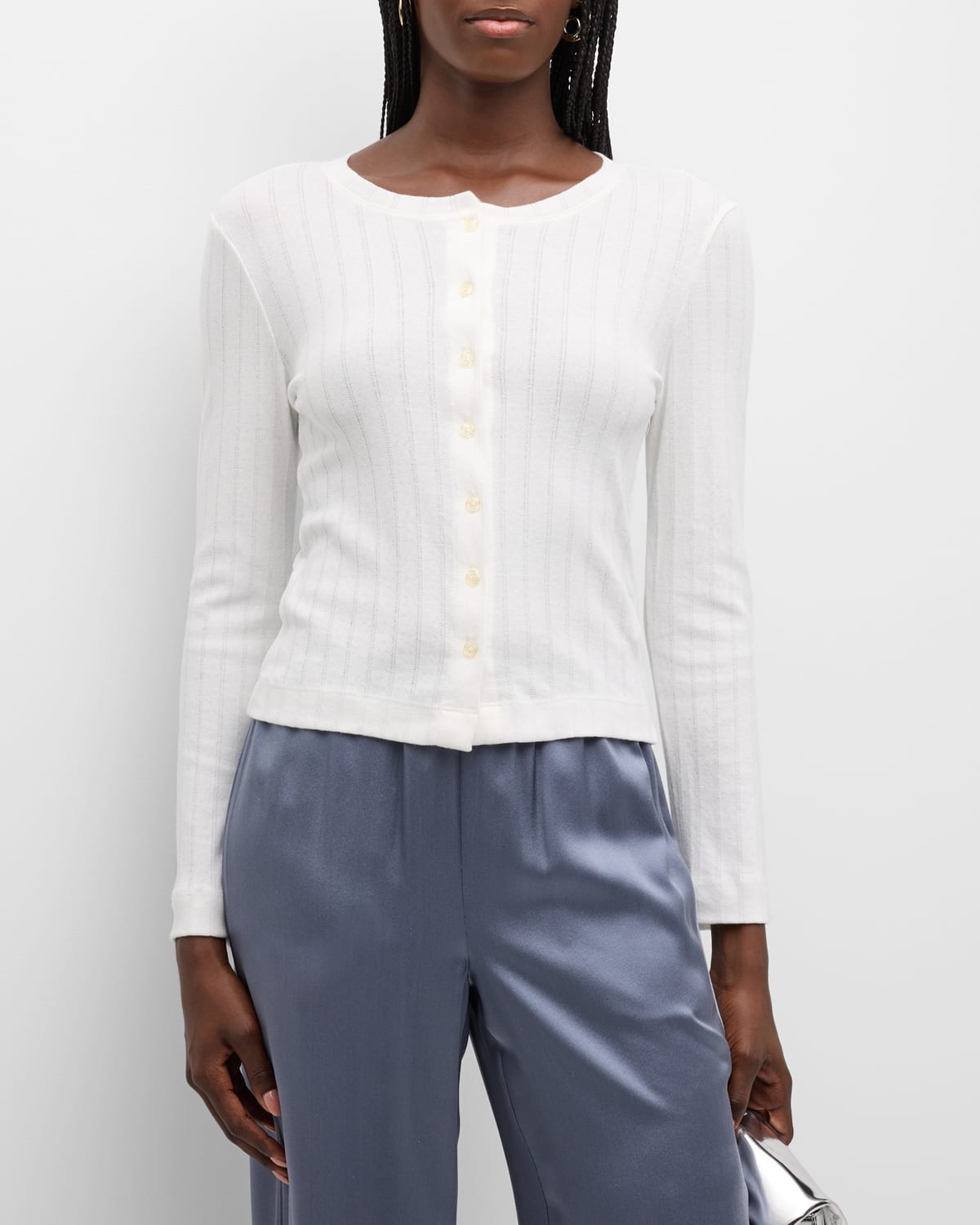 LESET POINTELLE CLASSIC CREWNECK CARDIGAN