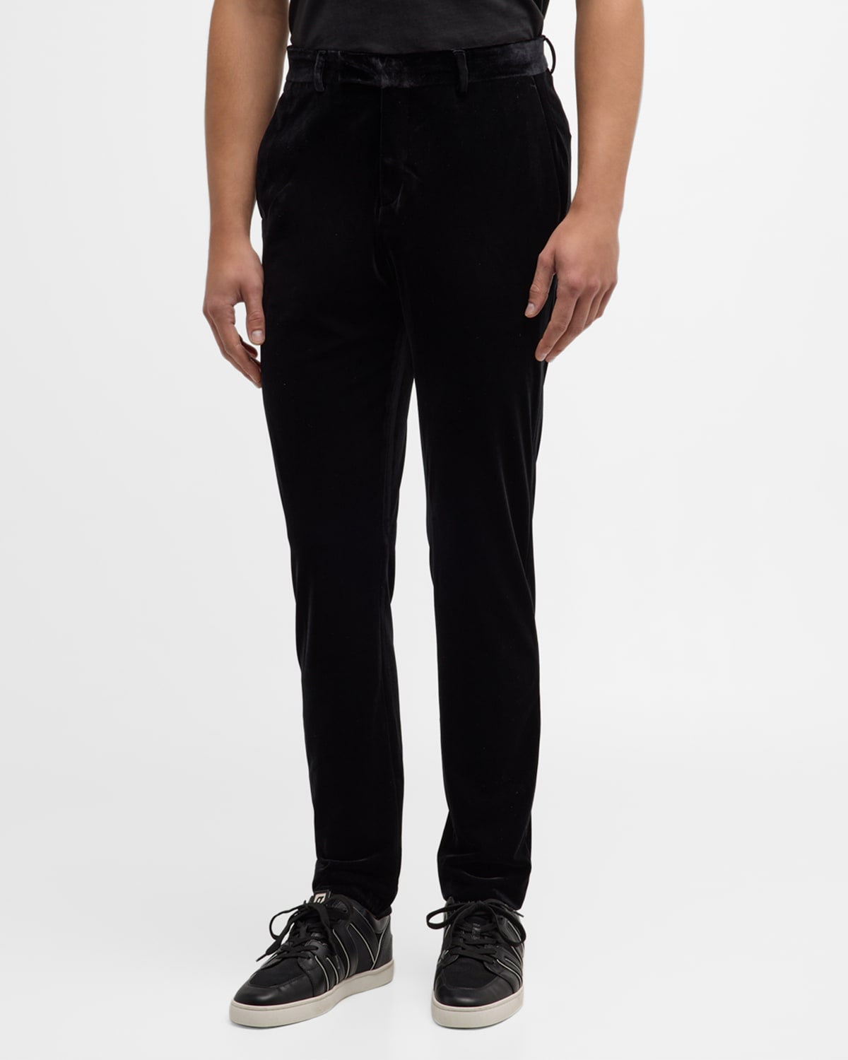 Monfrere Men's Velvet Flat-front Pants In Velvet Black