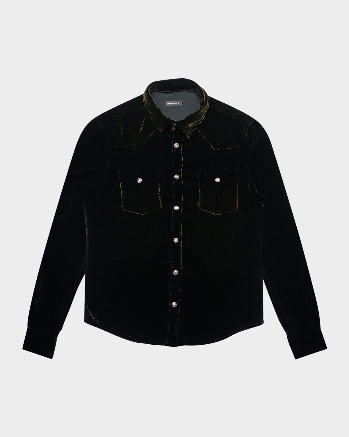Monfrere Eastwood Velvet Button-up Shirt In Velvet Noir