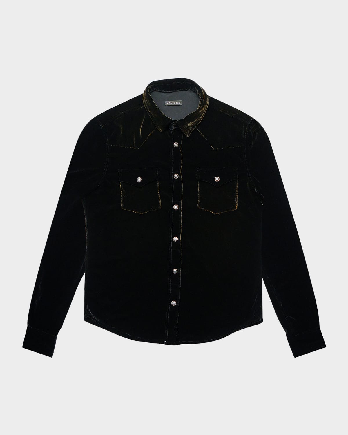 Shop Monfrere Men's Eastwood Velvet Western Shirt In Velvet Noir