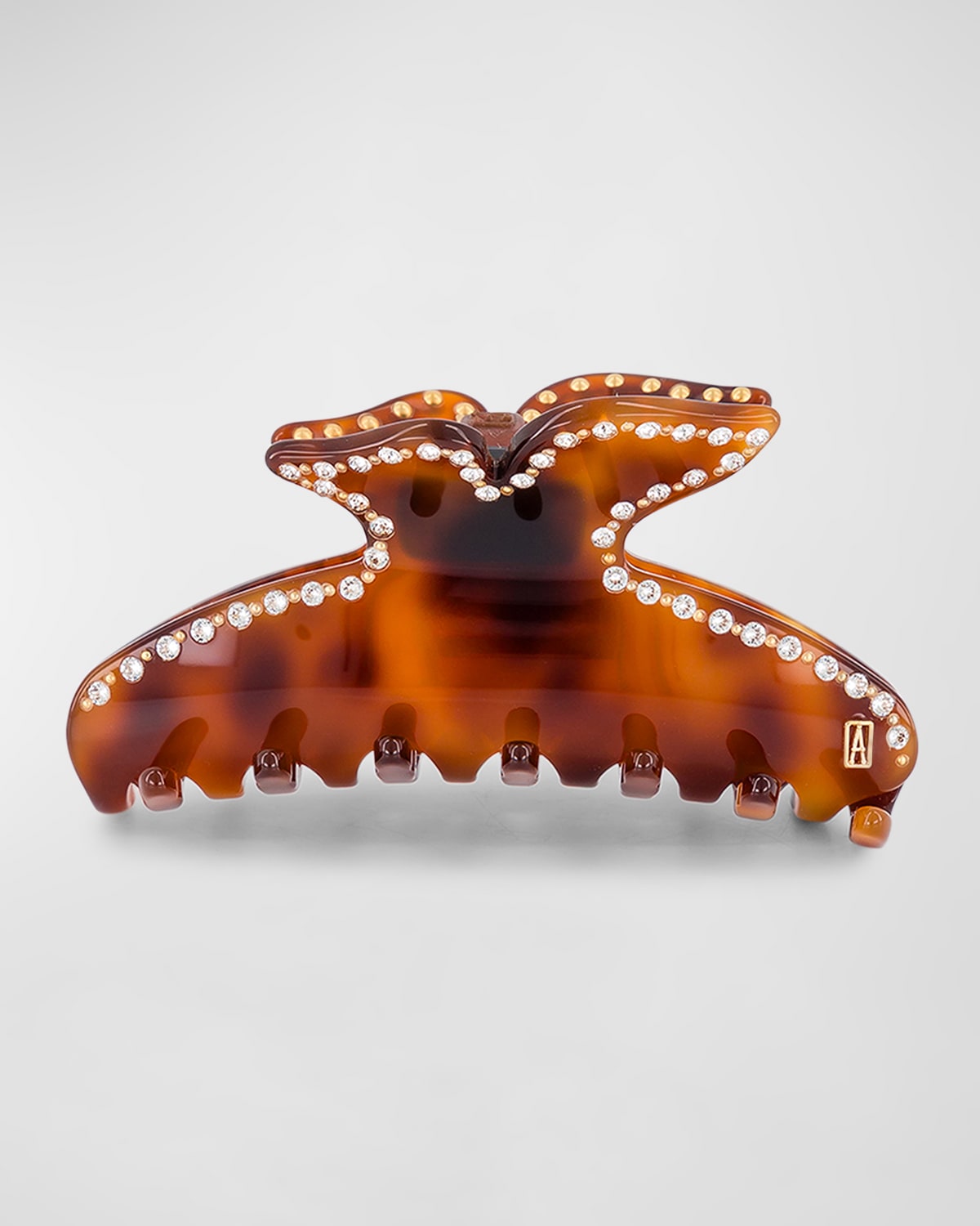 Shop Alexandre De Paris Swarovski Crystal Acetate Jaw Hair Clip In Tortoise